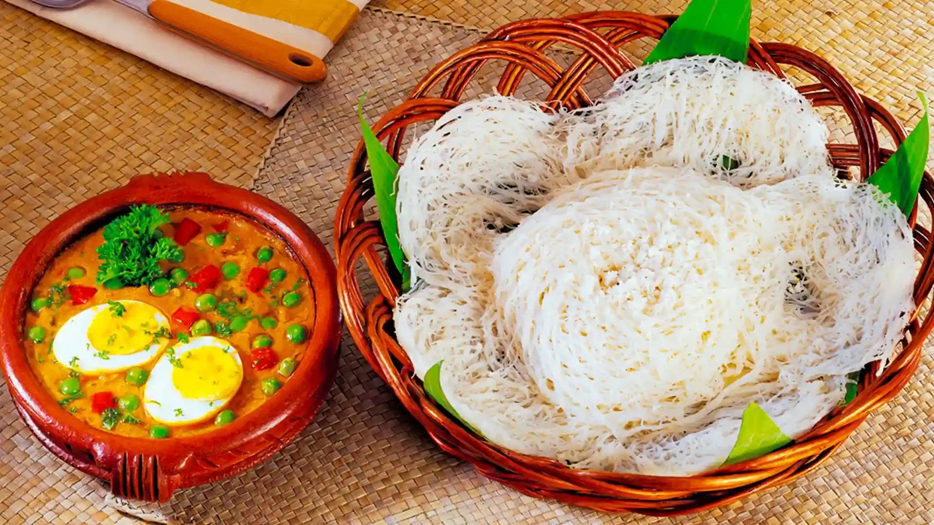 Idiyappam and Egg roast Idiyappam and Egg roast