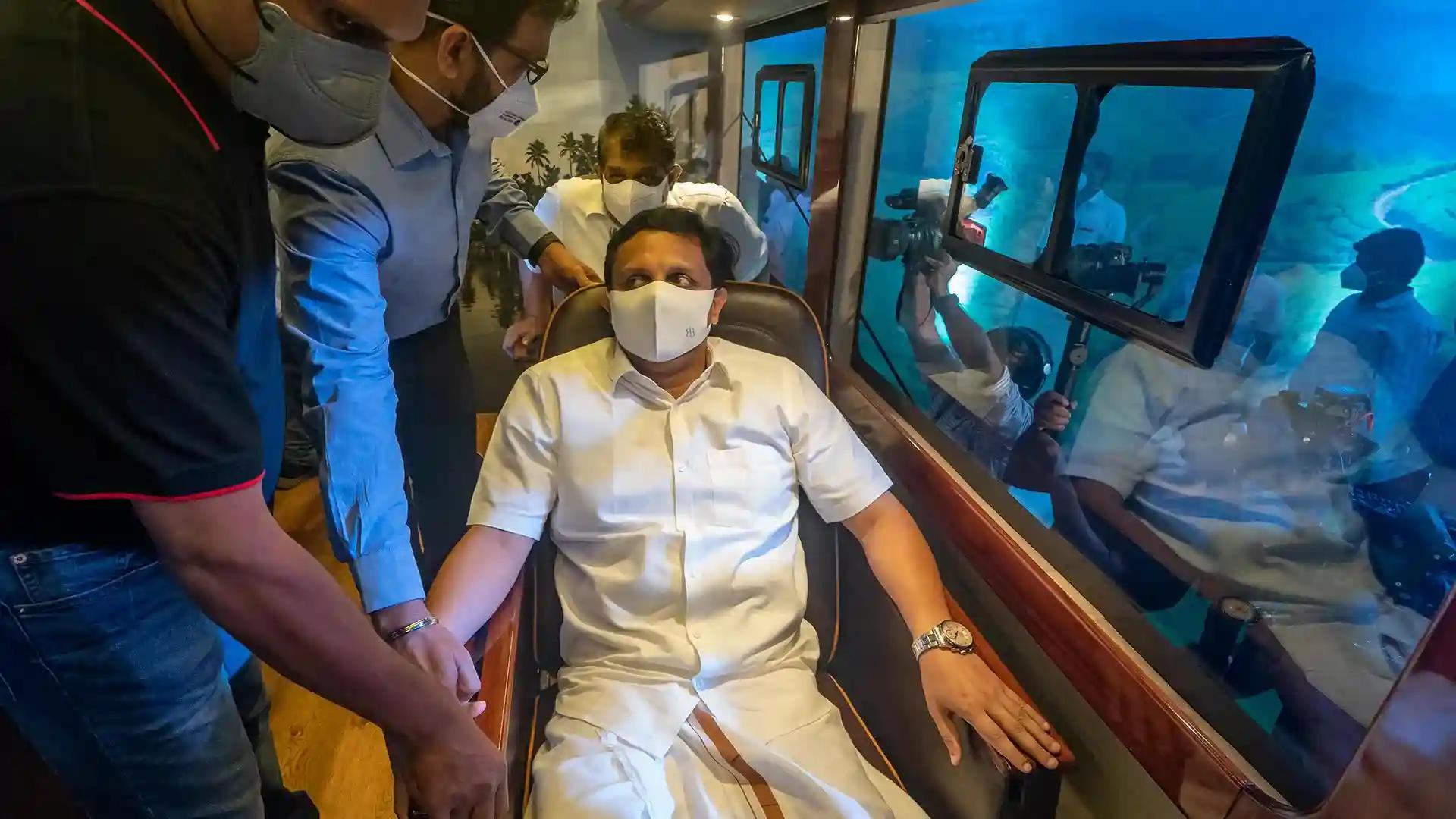 Mr P A Mohamed Riyas, Minister for Tourism examining Tourism Caravan experience Mr P A Mohamed Riyas, Minister for Tourism examining Tourism Caravan experience