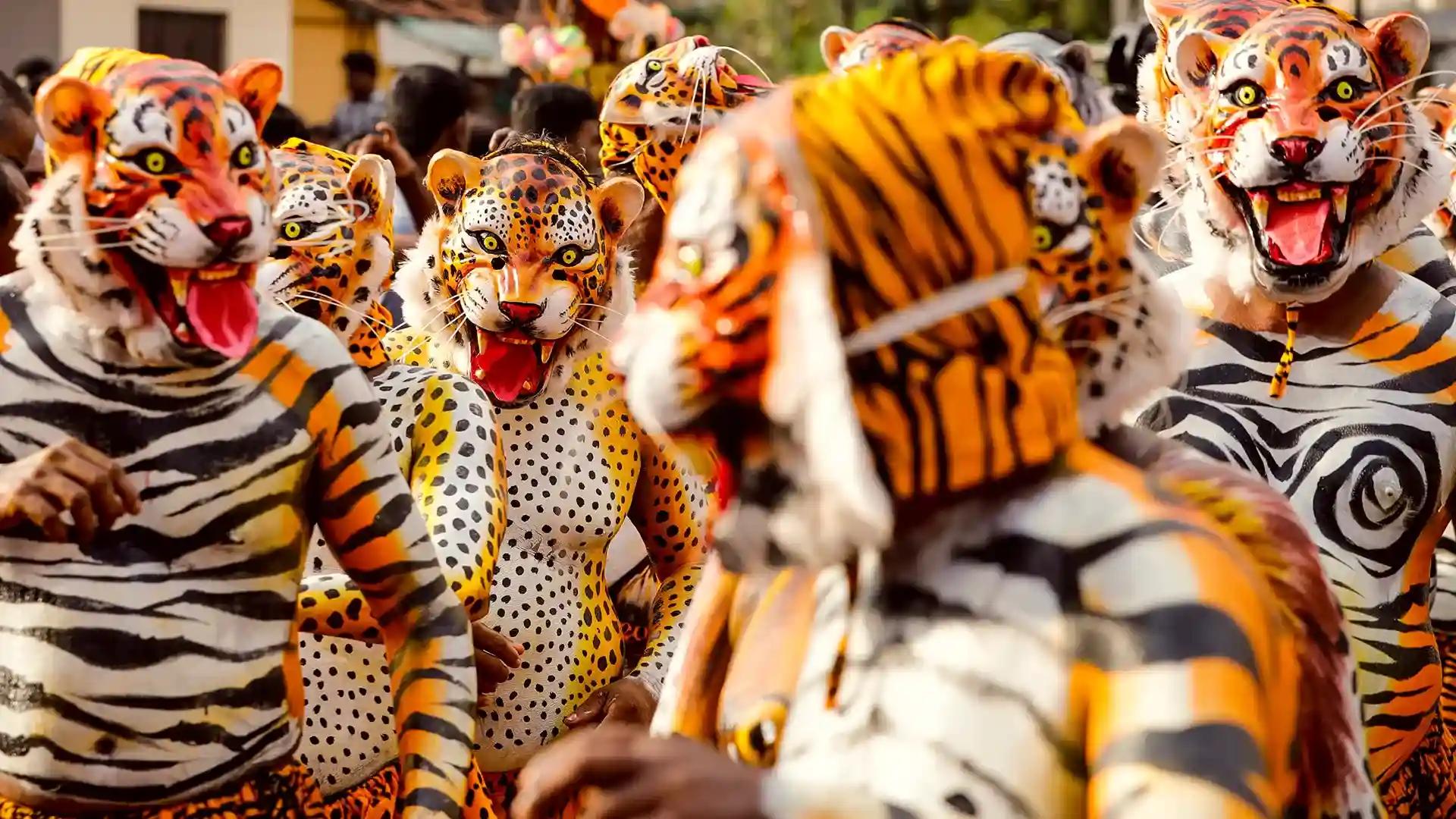 Pulikali during Onam festival celebrations in Kerala Pulikali during Onam festival celebrations in Kerala