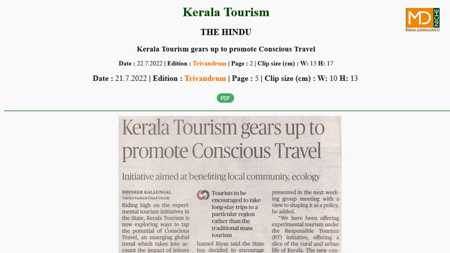Kerala Tourism gears upto promote Conscious Travel