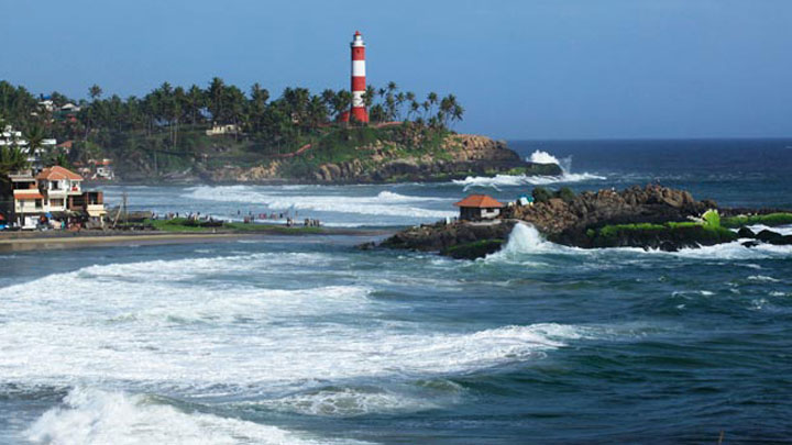 Lighthouse Beach at Kovalam in Thiruvananthapuram 