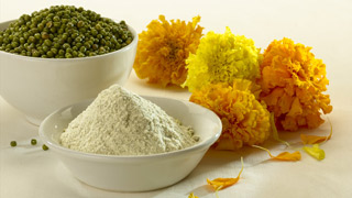 Green gram and marigold for face treatment