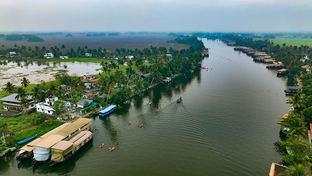 Aerial View of Alappuzha Backwaters