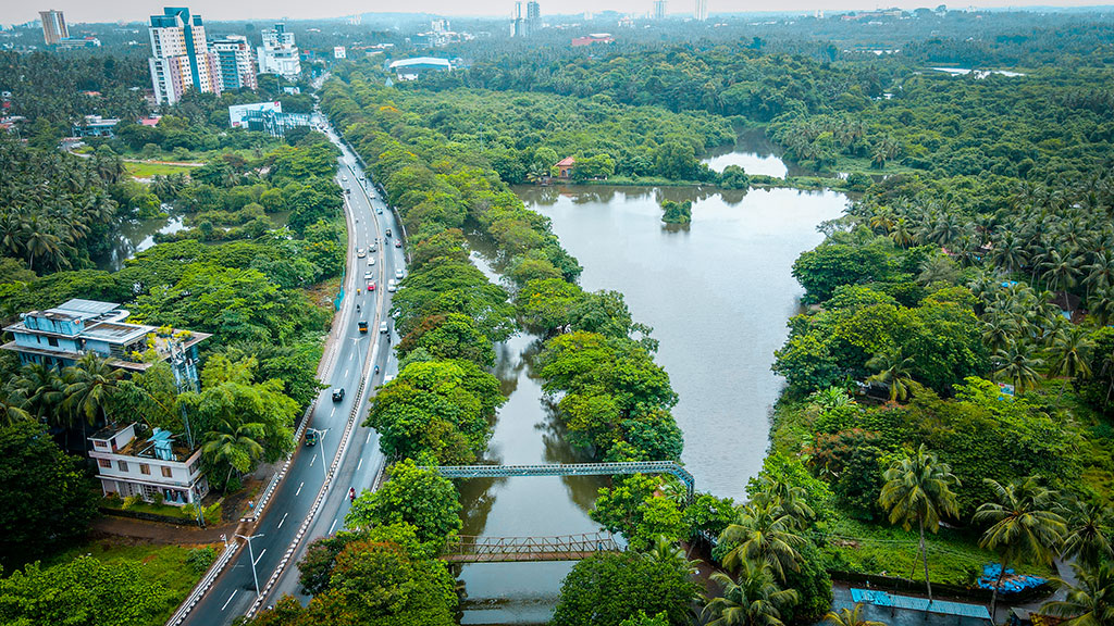 Aerial view of Sarovaram Biopark, Kozhikode