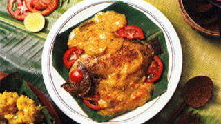 Karimeen Mappas or Pearl Spot cooked in coconut milk