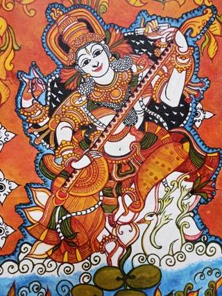 Goddess Saraswathi -Handpainted Art Goddess Saraswathi -Handpainted Art