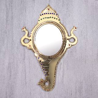 Aranmula Kannadi | Stone Embellished, Conch-Shaped Big Metal Mirror