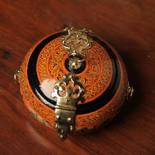 Cheppu, Traditional Kerala Jewellery Box | Handpainted Casket Box |Orange