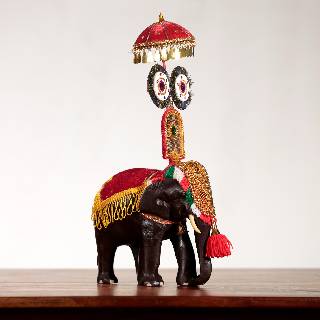 Kerala Thrissur Pooram Wooden Elephant Statue (Small) | Caparisoned Elephant Figurine, 6