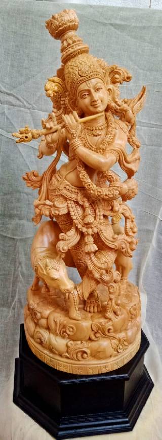 KRISHNA WITH COW STATUE