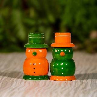 Wooden Salt And Pepper Shaker | Snow Man | Channapatna Product