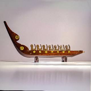 Wooden Chundan Vallam | Traditional Rower Boat Miniature | Snake Boat With Rower