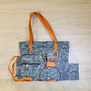 Hancrafted ikat Ladies Handbag Set | Set of 5