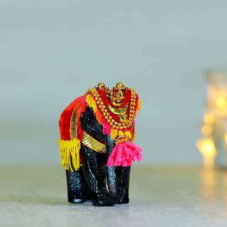 Wooden Pooram Elephant Figurine Small