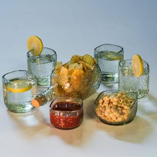 Upcycled Old Monk Glassware Set | Upcycled Serveware Set | Platter Set