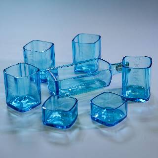 Upcycled Bombay Sapphire Glassware Set | Upcycled Serve ware Set | Platter set