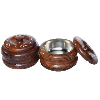 Handcrafted Wooden Stainless Steel Container with Inlay