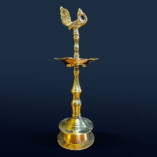 Brass Peacock Vilakku with Plain Base | Elegant Traditional Brass Lamp