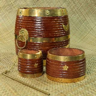 Wooden Para Set | Handcrafted Wooden Para with Brass decorations