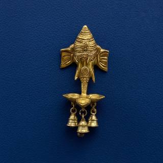 Brass Ganesha Wall Hanging with Bells – Traditional Indian Décor