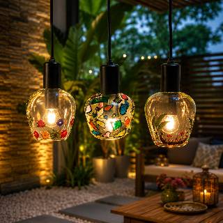 Upcycled Glass Bottle Hanging Lamps